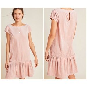 Flounced Shift Dress Pink Corduroy